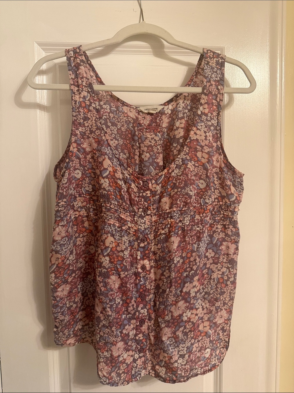 Lucky Brand Floral Button-Front Camisole in Lavender and Pink